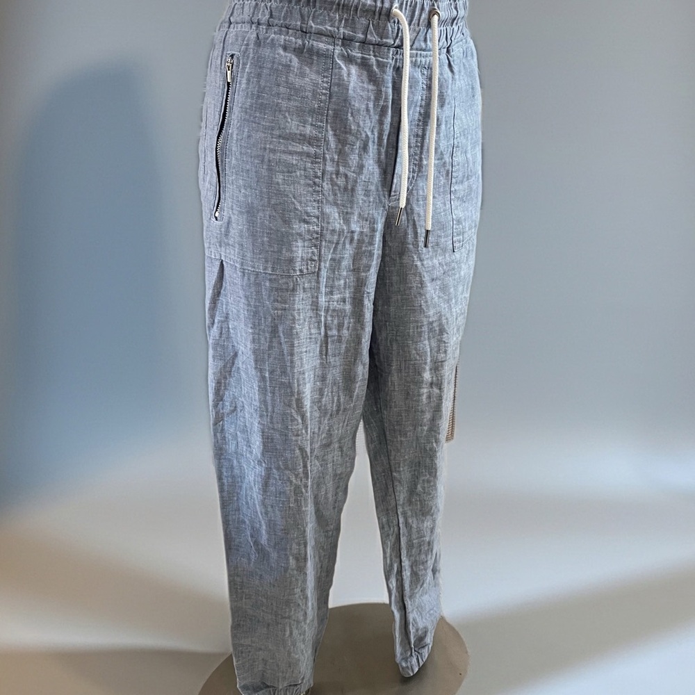 NWOT Athleta Light Blue Linen-Blend Drawstring Pants Sz 12 - Picture 4 of 12